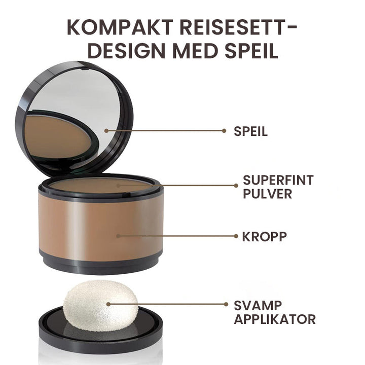 Kosmetikk for hår: Hårfargepulver som gir volum, farge og dekker grått hår.