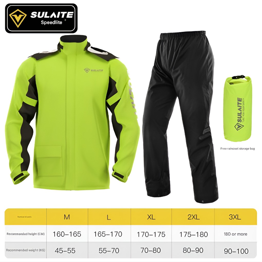 Grønn unisex vanntett regndress for friluftsliv, perfekt for turutstyr og beskyttelse mot regn.