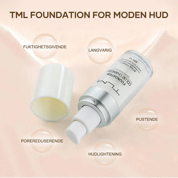 Dame foundation til ansikt, fargeskiftende for moden hud med anti-age effekt.