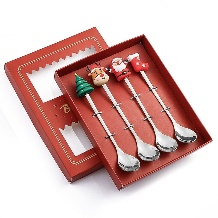 Juleskje-sett i rustfritt stål med nisse, skapt for fest og hyggelig samvær i julen.