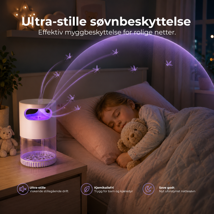 Stille BuzzAway myggfelle sikrer rolige sommerkvelder uten irriterende mygg. USB-drevet skadedyrkontroll.