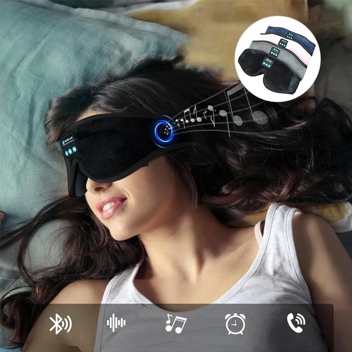 Unisex Bluetooth øyemaske for bedre søvn. Blokkerer lys, spiller musikk trådløst.
