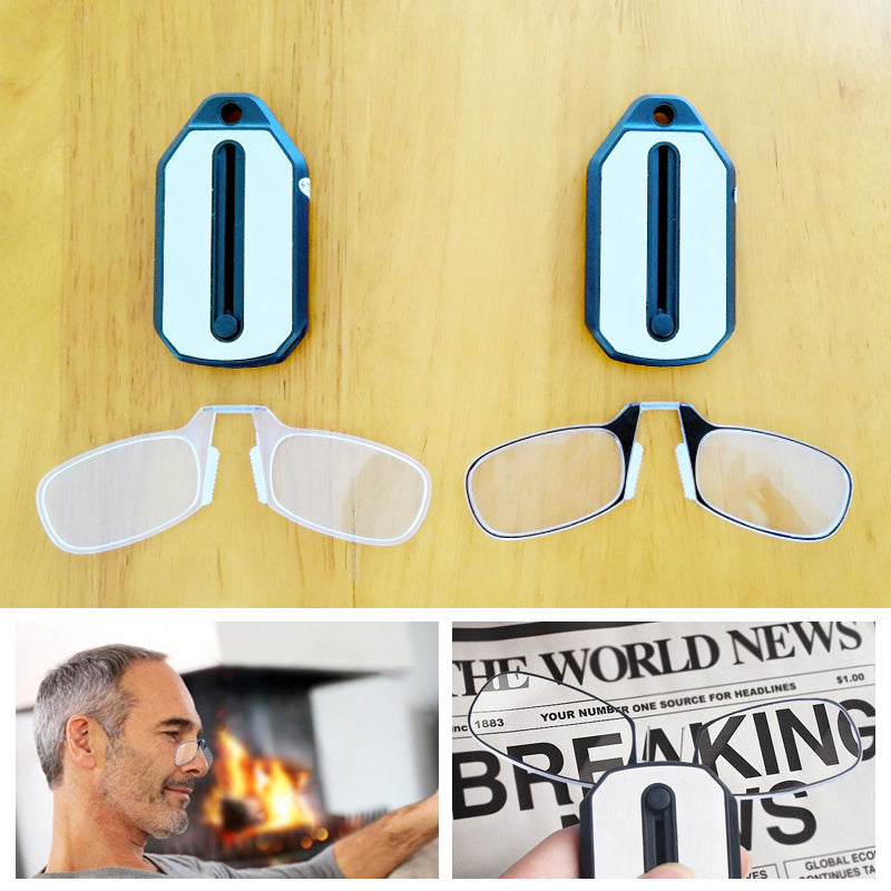 Hvite, lette unisex lesebriller med neseklemme. Bærbare og komfortable for lesehjelp.