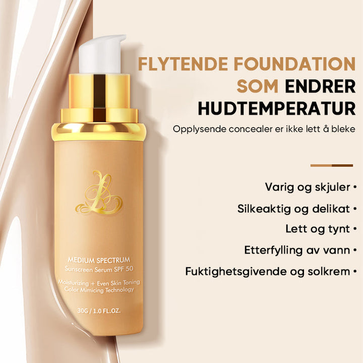Nærbilde av Kvinner Fargeendrings Flytende Foundation med jevn tekstur, gir naturlig hudtone.