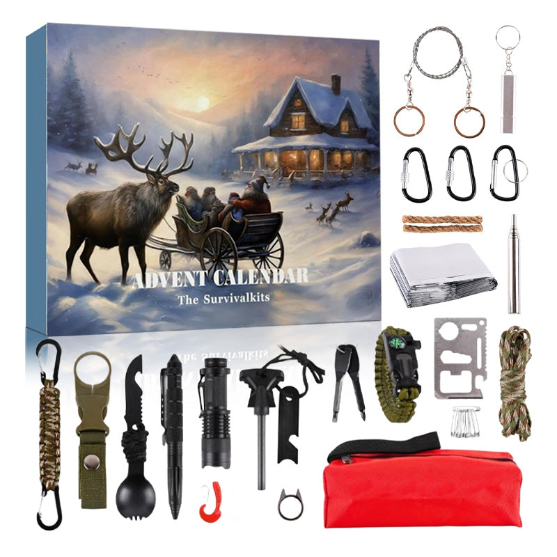 Adventskalender forberedelse: Survival kit for friluftsliv og campingentusiaster.