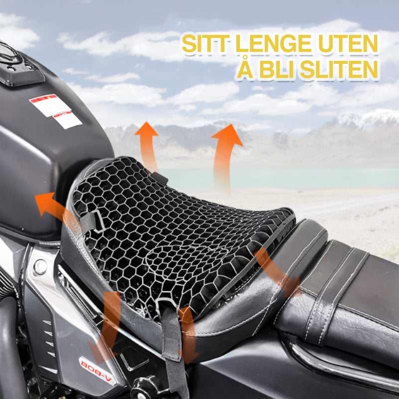 3D Honeycomb motorsykkelsete pute for pustende komfort og trykkavlastning på lange turer.