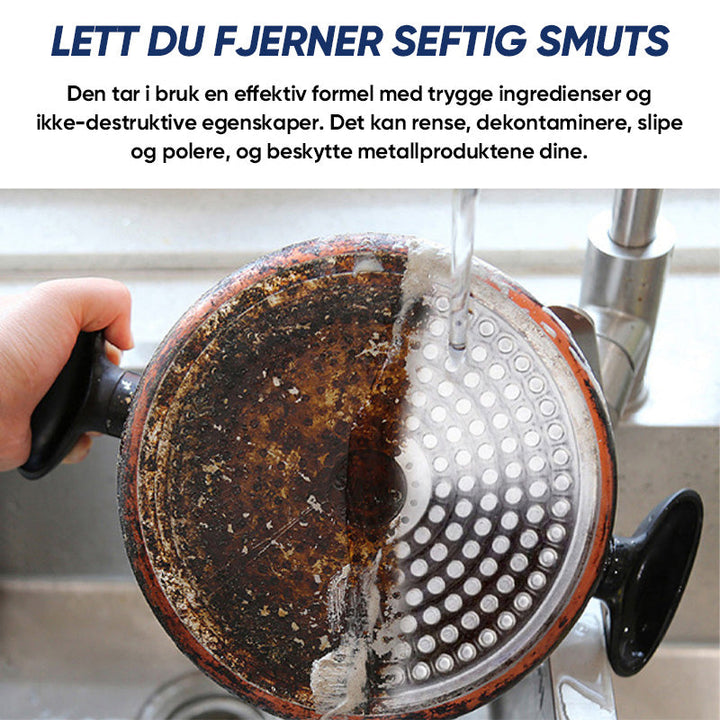 Beskytt og poler rustfritt stål med miljøvennlig nano-pasta. Gir langvarig glans og er ideell for hjemmet.