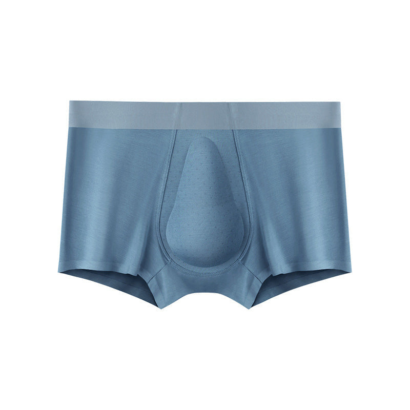 Grå menns boksershorts med ergonomisk støtte og fukttransporterende egenskaper.