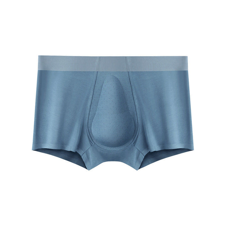 Grå menns boksershorts med ergonomisk støtte og fukttransporterende egenskaper.
