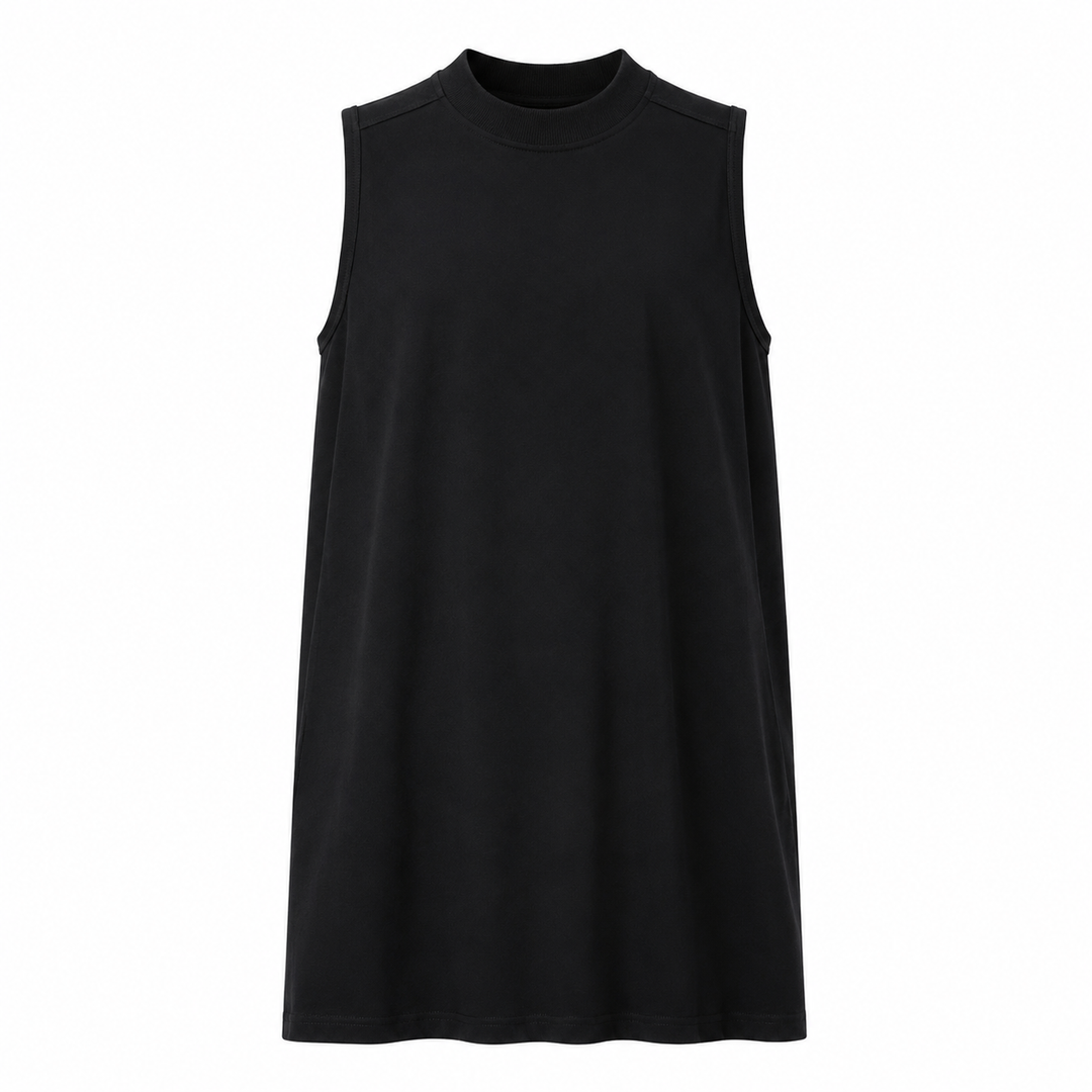 Herre svart oversized ermeløs tank top, perfekt for urban streetwear og komfortabel fritidsbruk. Minimalistisk topp.