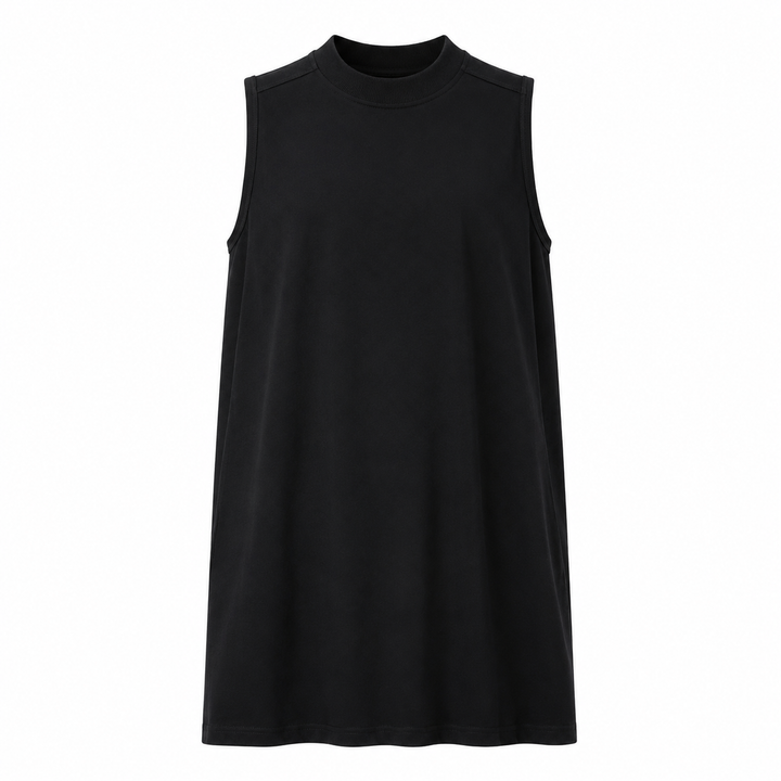 Herre svart oversized ermeløs tank top, perfekt for urban streetwear og komfortabel fritidsbruk. Minimalistisk topp.