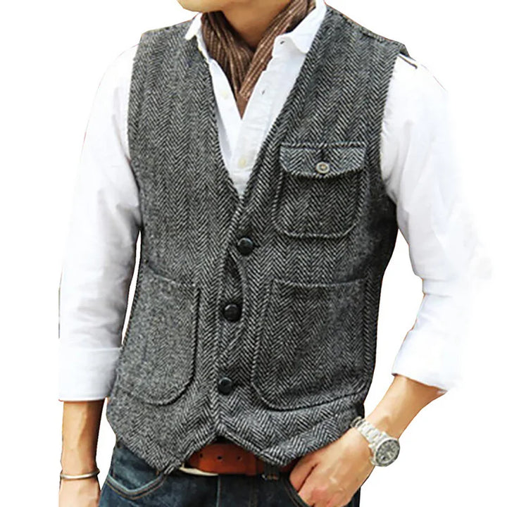 Elegant dressvest for menn. Enkelbrystet kasjmirvest perfekt for formelle anledninger.