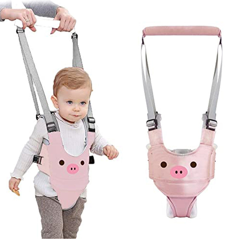 Foreldre og baby nyter trygg læring med denne komfortable og stabile gåhjelpen.