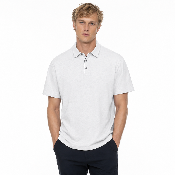 Herre polo-t-skjorte i retro bomullsstil, vintage arbeidstøy design, casual skjorte for sommeren.