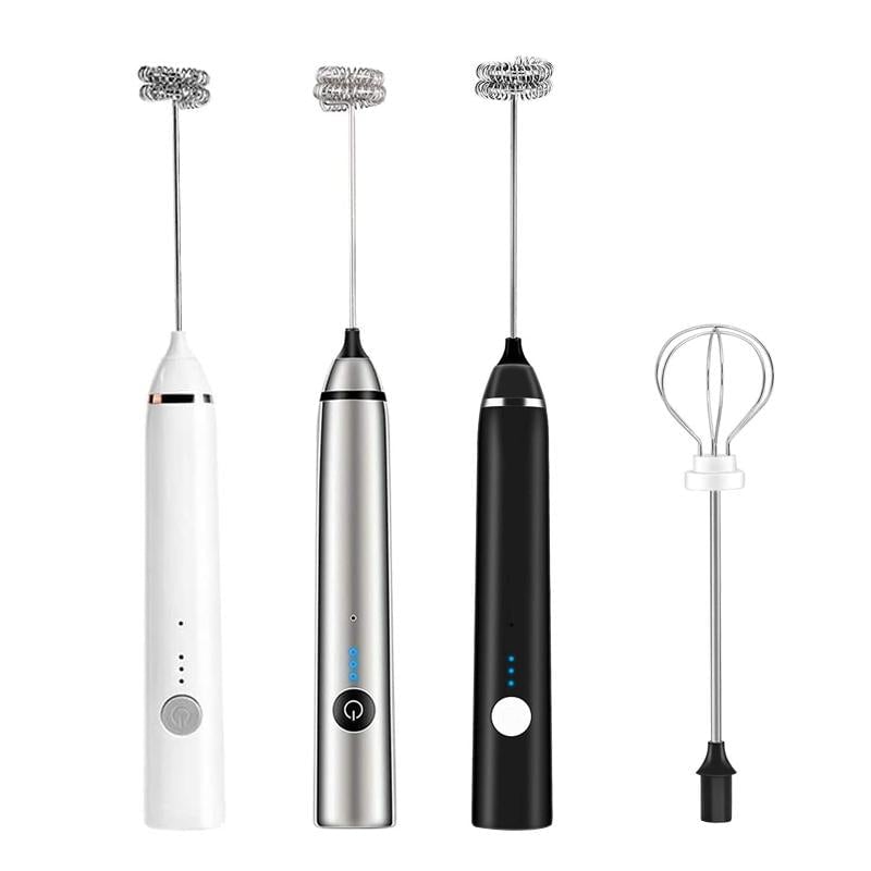 Elektrisk melkeskummer visper kremet skum til kaffe, cappuccino og latte. Praktisk kjøkkenutstyr.