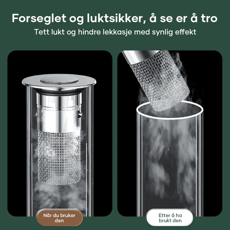 Pop-up avløpsfilter for dusj og vask. Enkelt rengjøringsverktøy mot tilstopping av avløp.