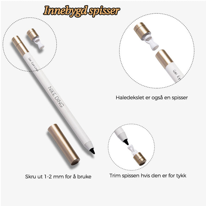Myk brun vanntett eyeliner-svatch. Hurtigtørkende og langvarig øyesminke for naturlig definisjon.