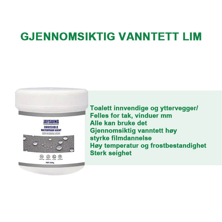 Gjennomsiktig tetningsmiddel for enkel hjemmefiks, oppussing og varig vanntett fuktbeskyttelse.