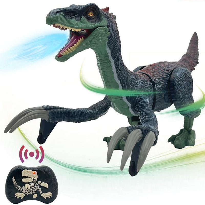 Spennende fjernstyrt dinosaur med fjernkontroll, lys og vannspray for barn.