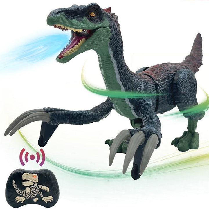 Spennende fjernstyrt dinosaur med fjernkontroll, lys og vannspray for barn.