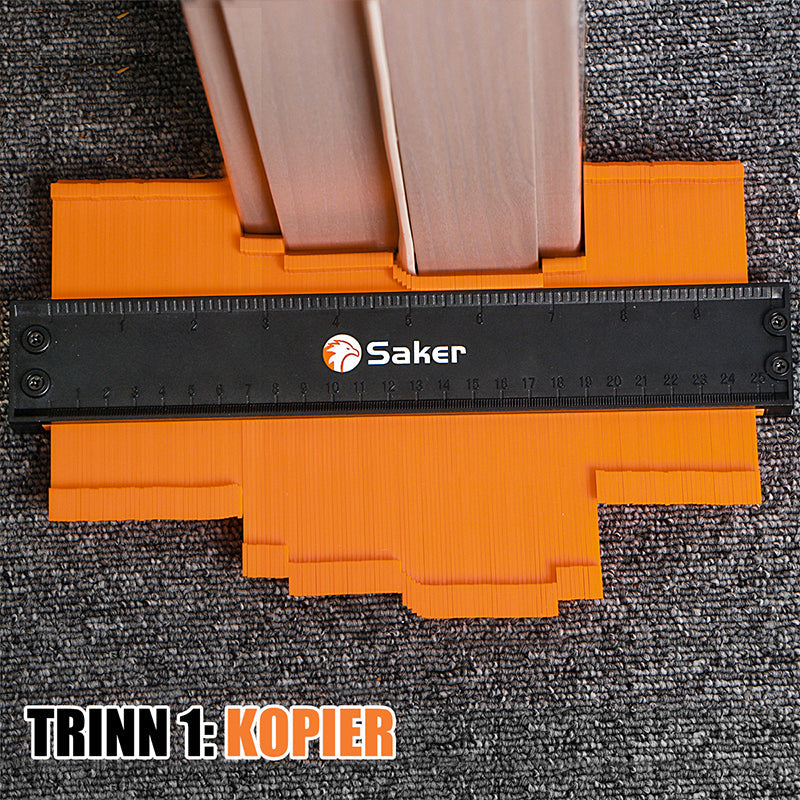 Verktøy for nøyaktig utskjæring av laminat, tepper og gulv rundt hindringer. (75 tegn)