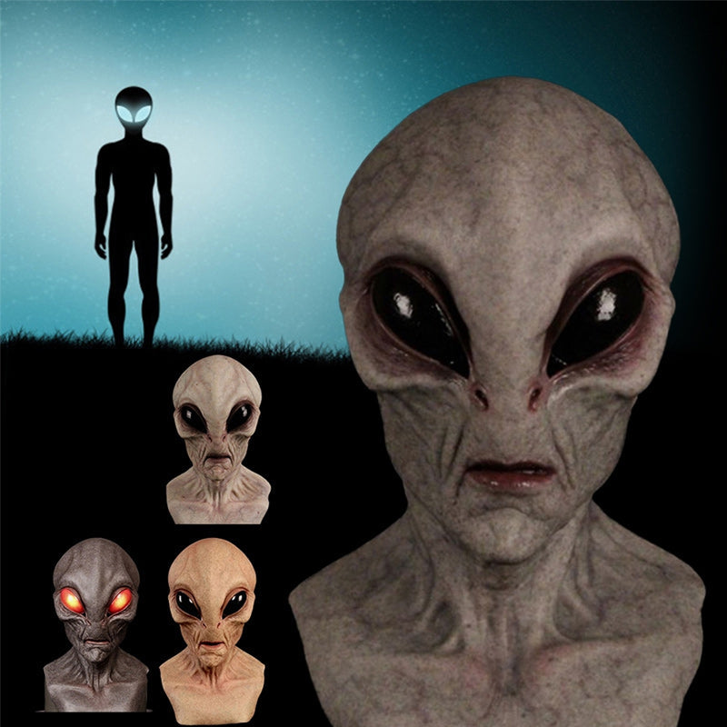 Skremmende alien ansiktsmaske med store øyne, ideell for Halloween-kostyme og cosplay.