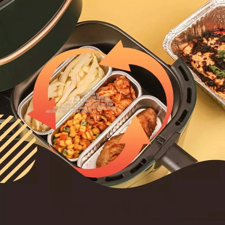 Solide engangsbokser av aluminiumsfolie, ideelle for grillmat, ovnsbaking og servering av takeaway.