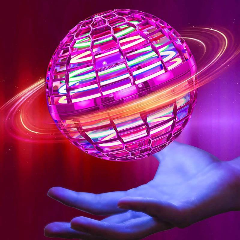 Innovativ flyvende sveveball med LED-lys. Dynamisk leketøy og gadget som spinner i luften.