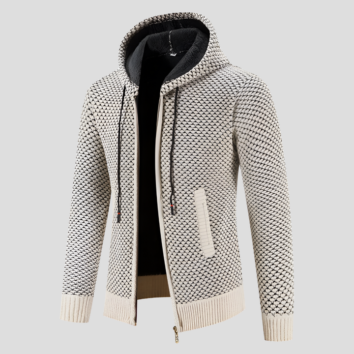 Elegant svart herrecardigan, et stilfullt valg for fest og klassisk antrekk.