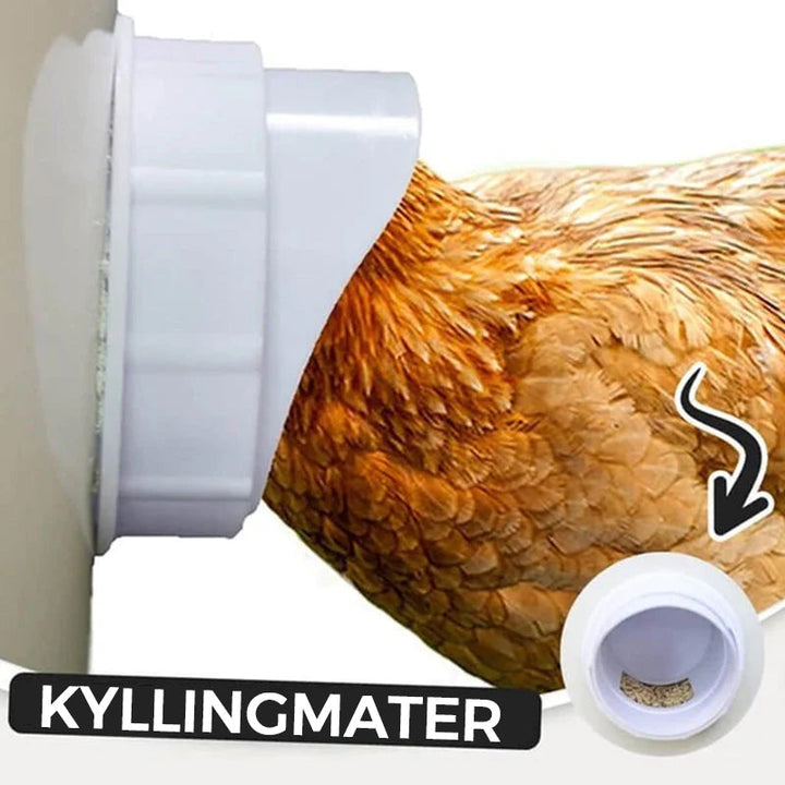 Kyllingfôrer sett med skadedyrbeskyttelse. Holder fjørfemat trygg og ren, perfekt for husdyrutstyr.