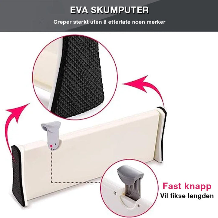 Effektiv justerbar skuffeavdeler for smart oppbevaring og organisering av husholdningsutstyr.
