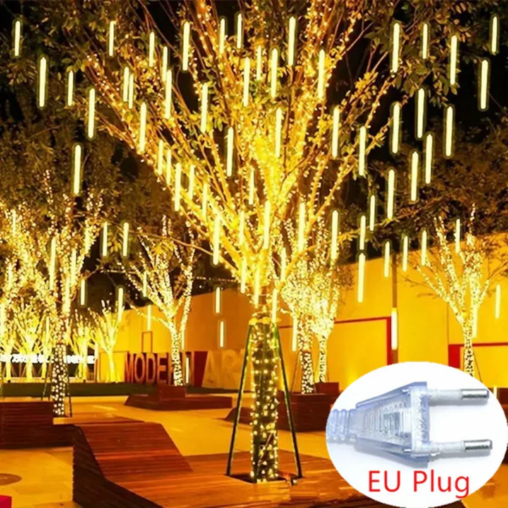 Flerfarget LED meteorregn lyslenke. Ideell som julelys, festbelysning eller stemningslys hjemme.