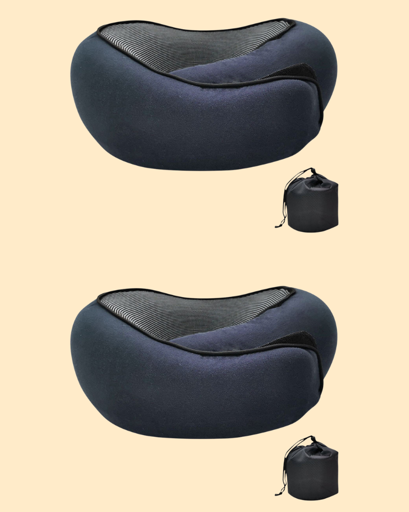 Nærbilde av mykt, trykkavlastende minneskum i ergonomisk reise nakkepute for komfortabel avslapning.