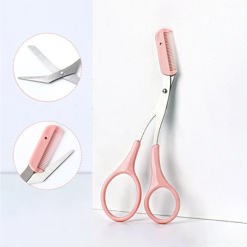 Ergonomisk designet bryn trimmer og saks for enkel og komfortabel bruk under øyenbrynstell.