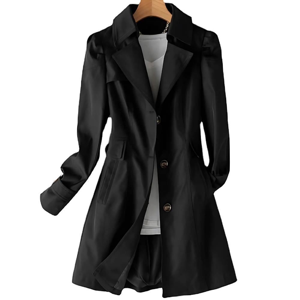 Midtlengde trench coat for kvinner, vanntett regnkåpe med belte. Stilfullt yttertøy for våren og høsten.