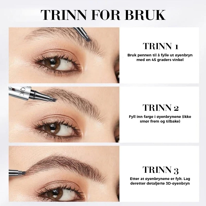 Innovativ microblading øyenbrynspenn. Vanntett for 3D naturlige bryn og feilfri kosmetikk.
