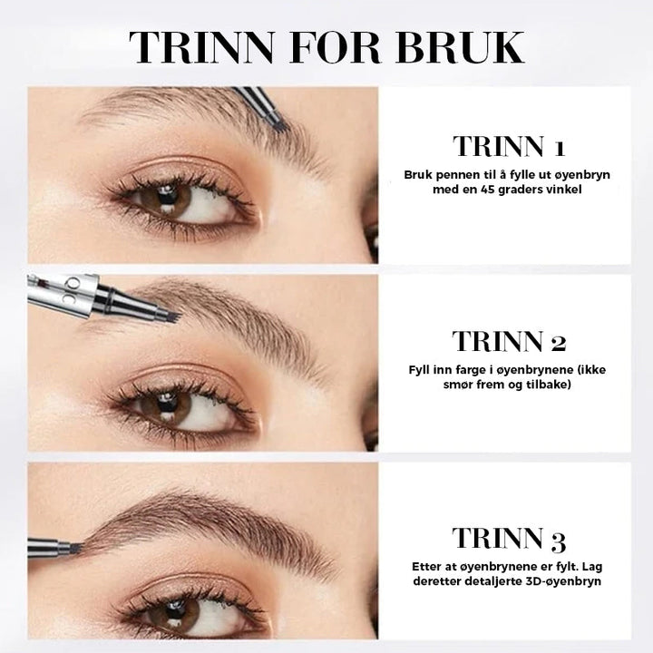 Innovativ microblading øyenbrynspenn. Vanntett for 3D naturlige bryn og feilfri kosmetikk.