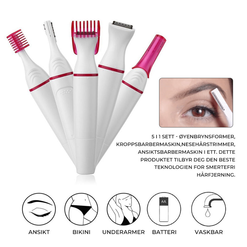 Oppladbar epilator for glatt hud, fjerner hår og gir silkemyk overflate for personlig pleie.