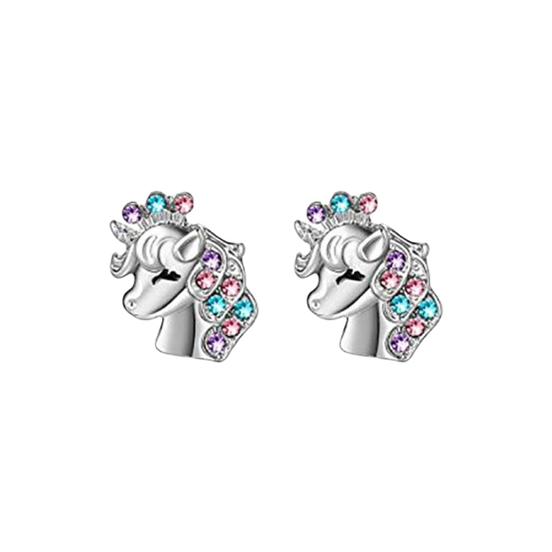 Komplett enhjørning prinsesse smykkesett til jente. Halskjede, øredobber, armbånd. Glitter og zirkonia.