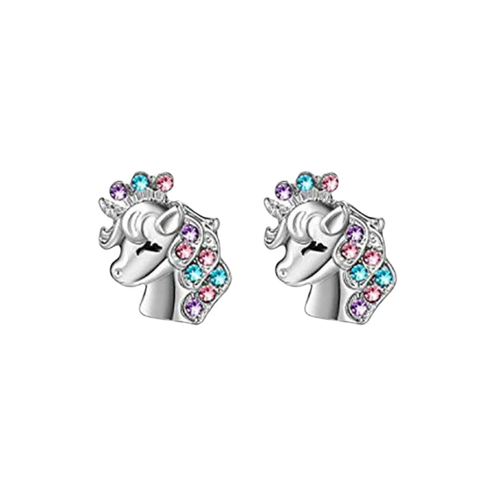 Komplett enhjørning prinsesse smykkesett til jente. Halskjede, øredobber, armbånd. Glitter og zirkonia.