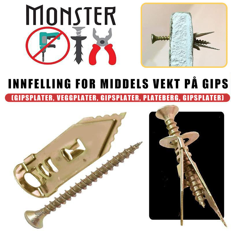 20 robuste ekspansjonsskruer for sikker montering i gips og mur. Ideelle fester til DIY-prosjekter og oppheng.