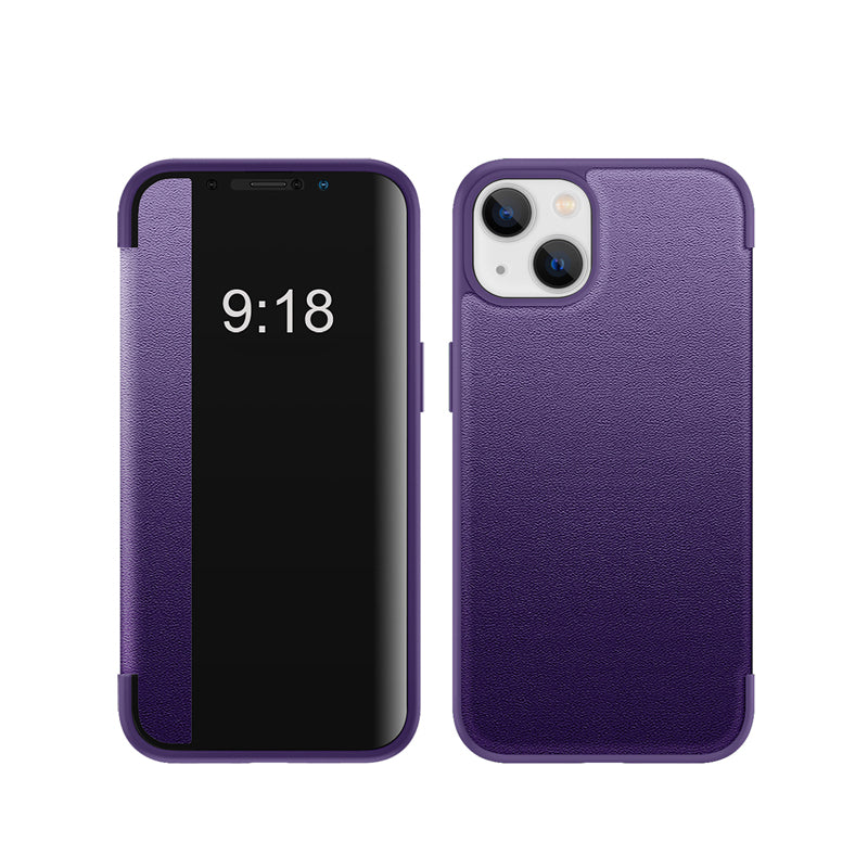 Unisex iPhone deksel i PU lær. Flip-design med visningsvindu for rask oversikt og full mobilbeskyttelse.