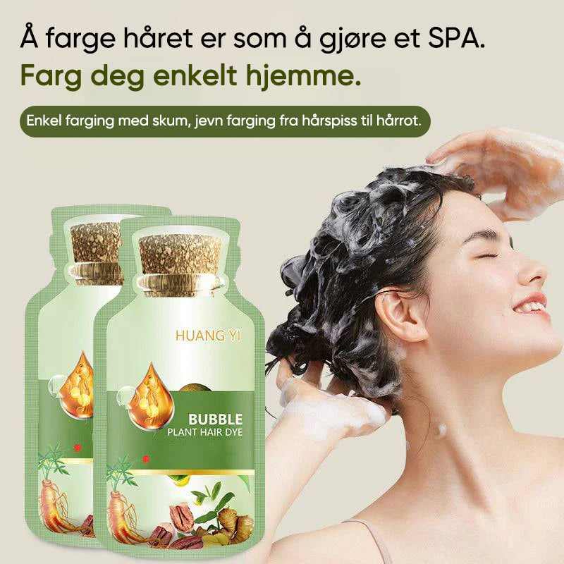 Nærbilde av fyldig boblesjampo, en skånsom plantebasert hårfarge for naturlig farging.