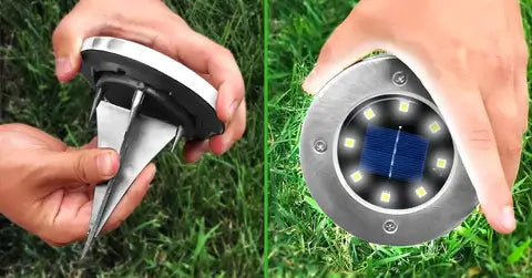 Miljøvennlige 8 LED-lys drevet av solenergi. Perfekt utendørsbelysning for hage, sti og plen.