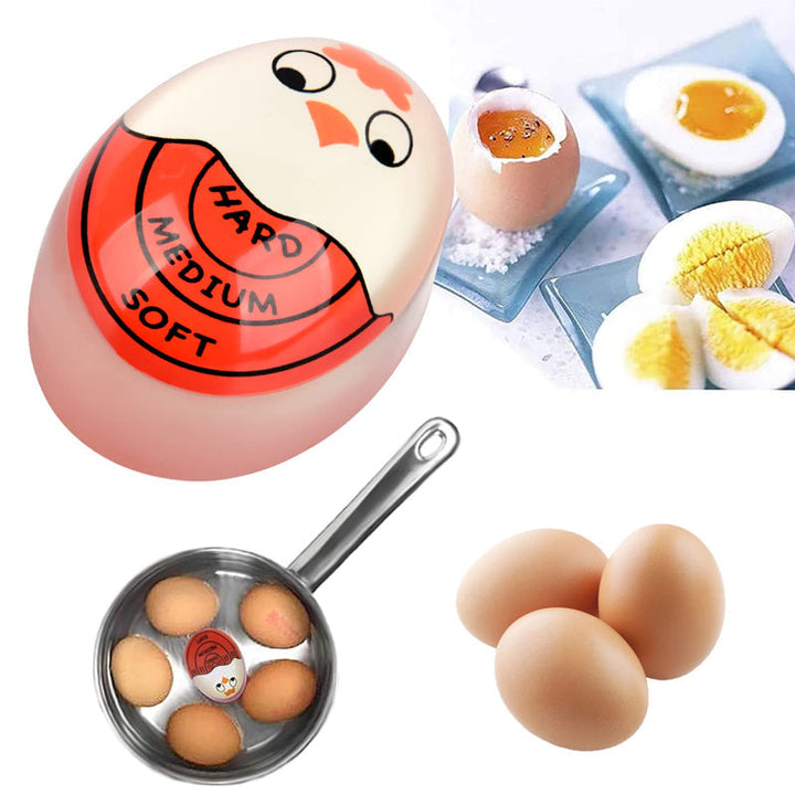 Praktisk kjøkkenutstyr: fargeskiftende eggtimer for hardkokte eller bløtkokte egg.