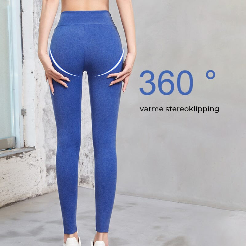 Vinterklar med selvoppvarmende termobukse for dame. Figursydd leggings som gir varme, magekontroll og komfort.