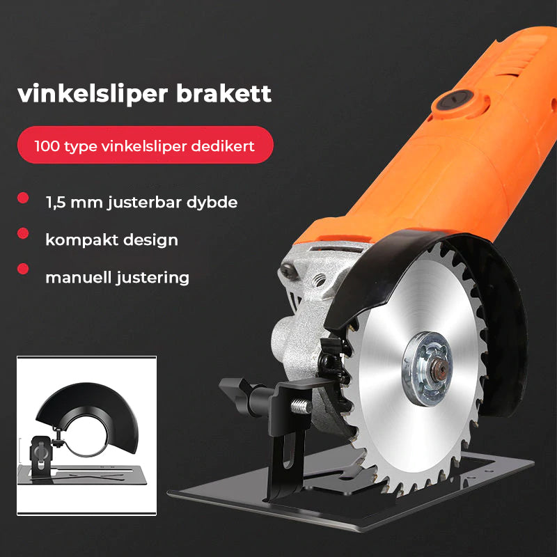 Vinkelsliper holder med justerbar stålbrakett. Sørger for nøyaktig presisjon ved alle prosjekter.