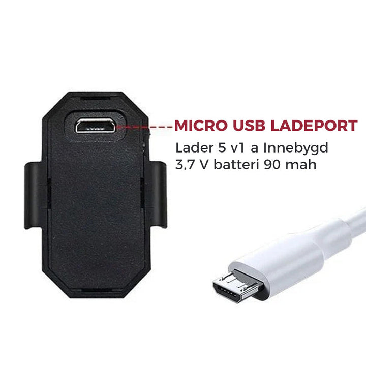 LED strobelys for trygg nattflyging med droner. Kompakt design og praktisk USB-lading.