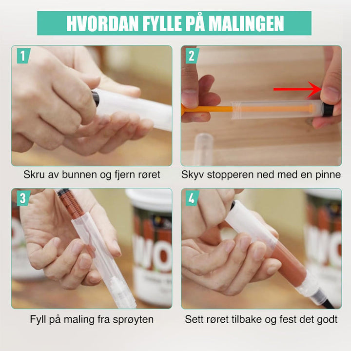 Ergonomisk malingspenn for behagelig veggreparasjon. Praktisk maleutstyr for små reparasjoner hjemme.