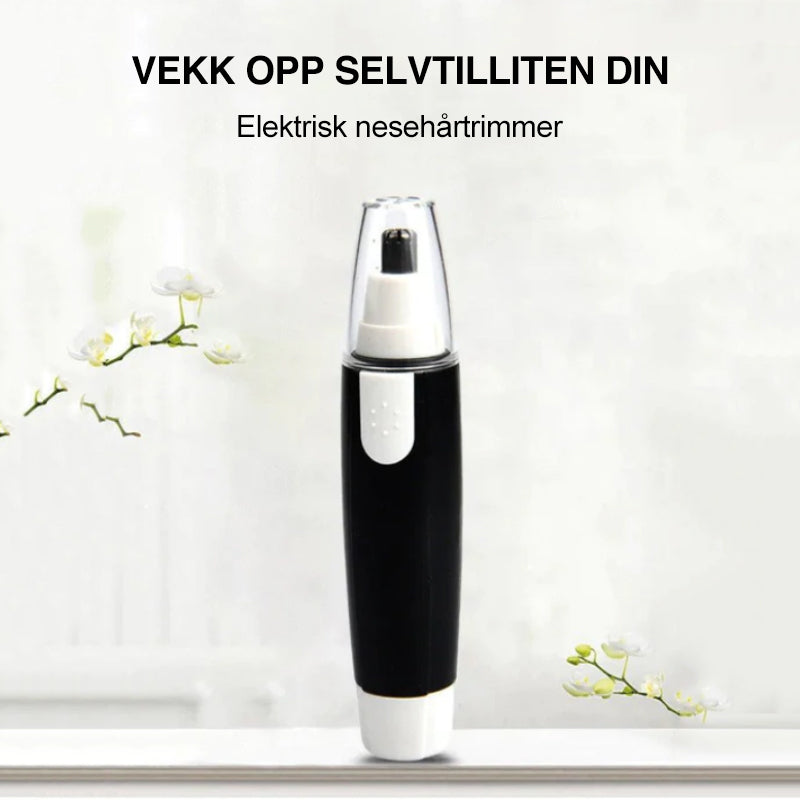 Bærbar batteridrevet nese- og ørehårstrimmer for menn, ideell for reise og daglig grooming.